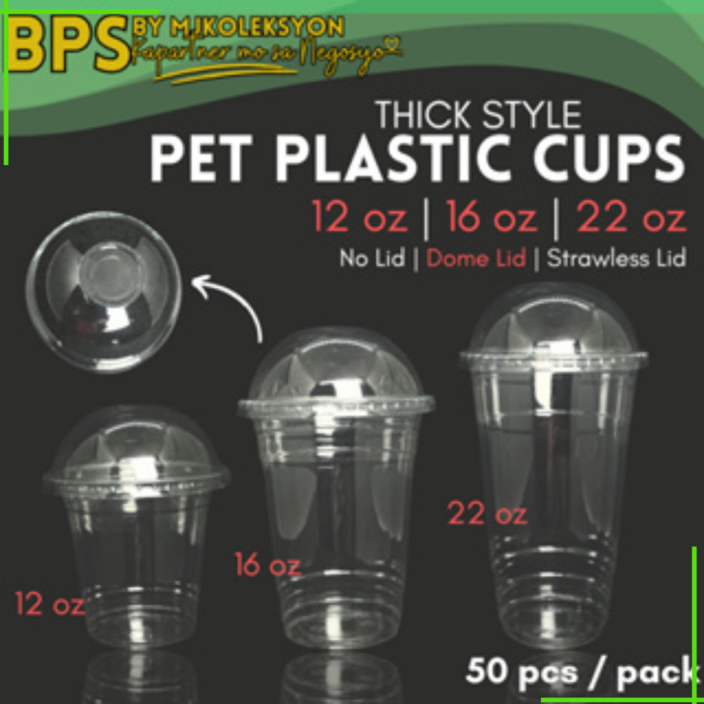 50pcs Pet Plastic Cups with Lid Thick Quality( 98mm for Iced Coffee ...