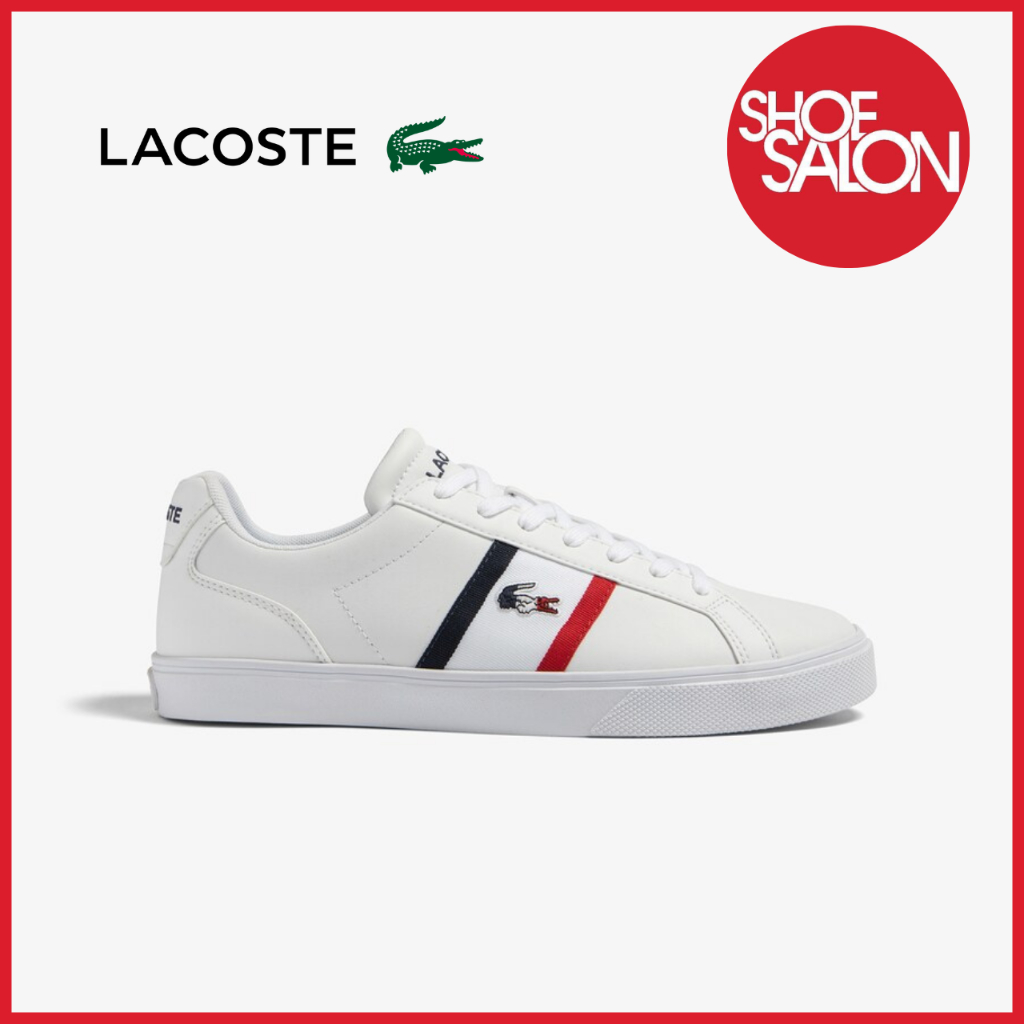 SHOE SALON Lacoste Lerond Pro Leather Tricolour Men s White Navy Red 745CMA0055407 Shopee Philippines