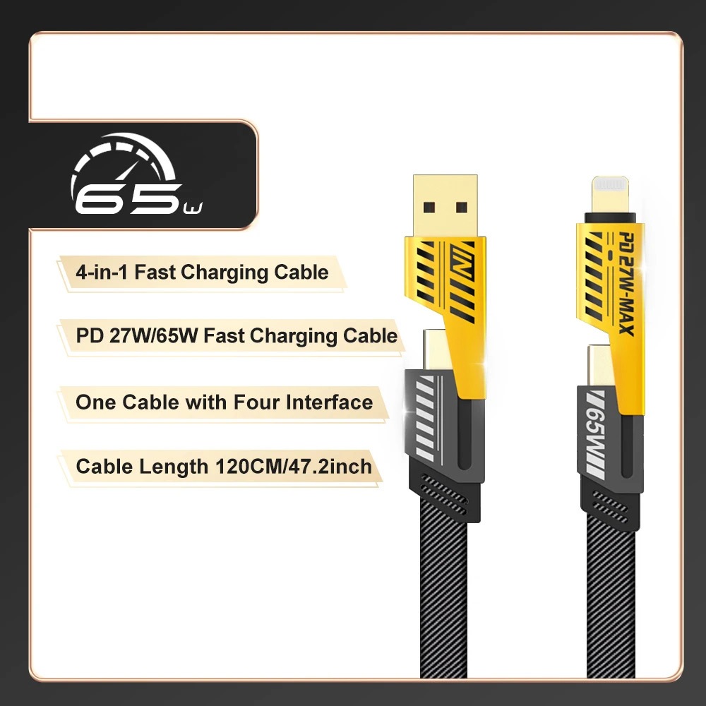 For 4in1 New Multi-Port Charging Cable PD Fast Charging with Multi-head  Design Compatible For 65W . | Shopee Philippines
