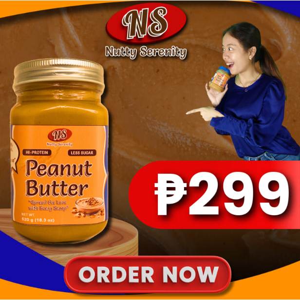 NUTTY SERENITY PEANUT BUTTER GLASS JAR HIGH PROTEIN LESS SUGAR 520g ...
