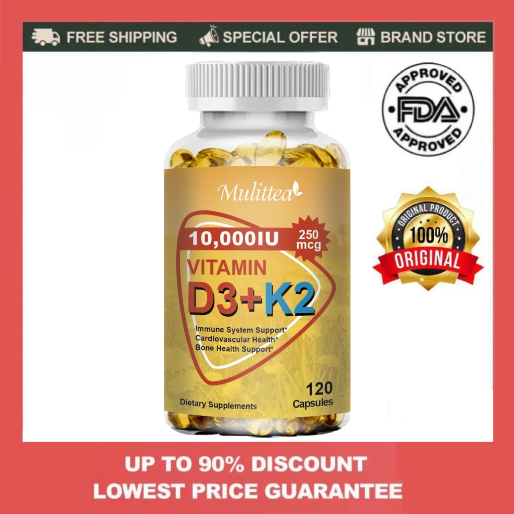 Mulittea Vitamin D3 with 250mcg Vitamin K2 Capsules for Bone & Joint ...