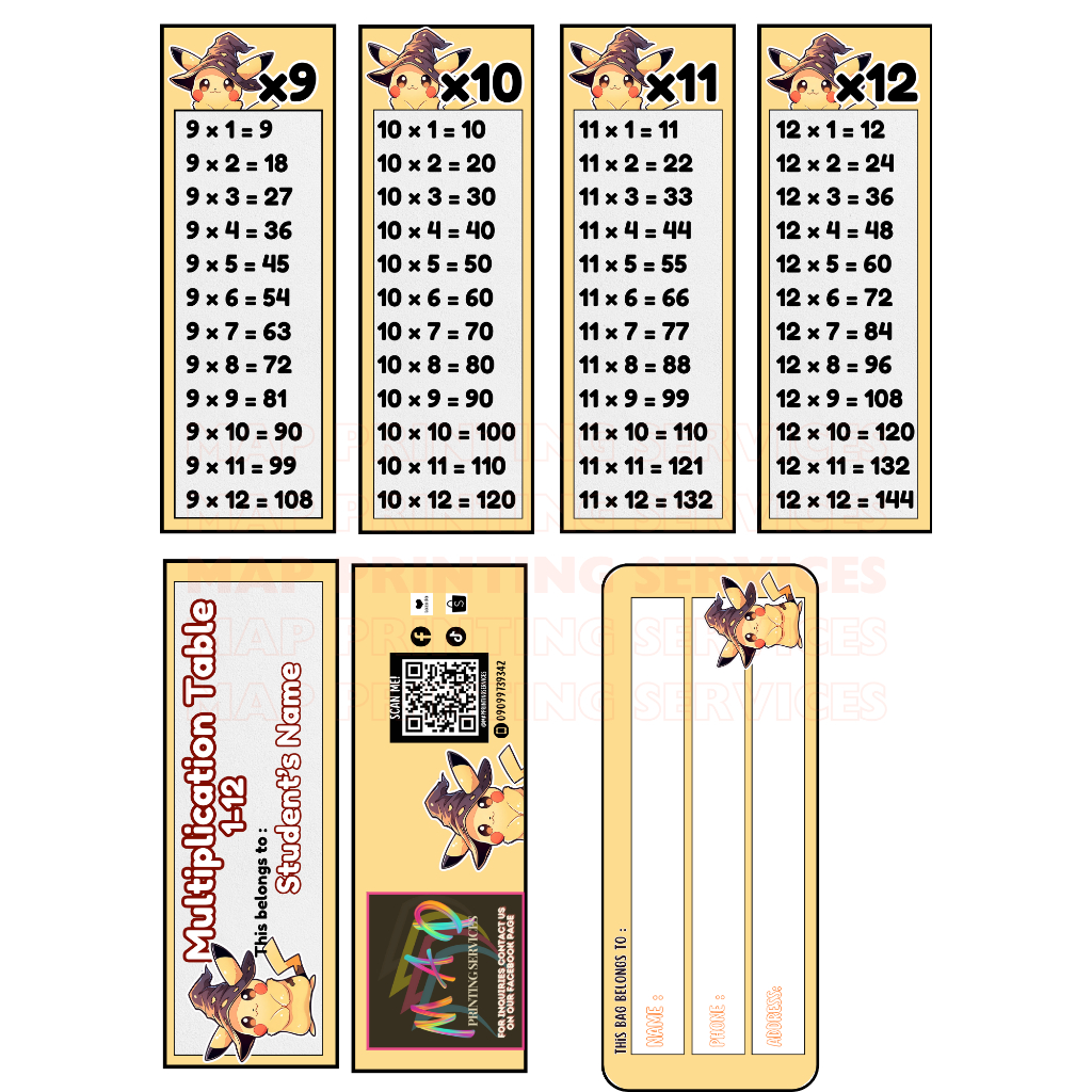 Multiplication Table Flash Card 1-12 Laminated | Shopee Philippines