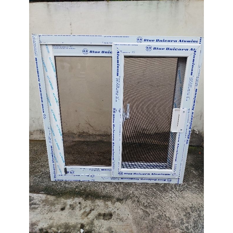 110cm W x 120cm H sliding window with screen Powder coated white ...