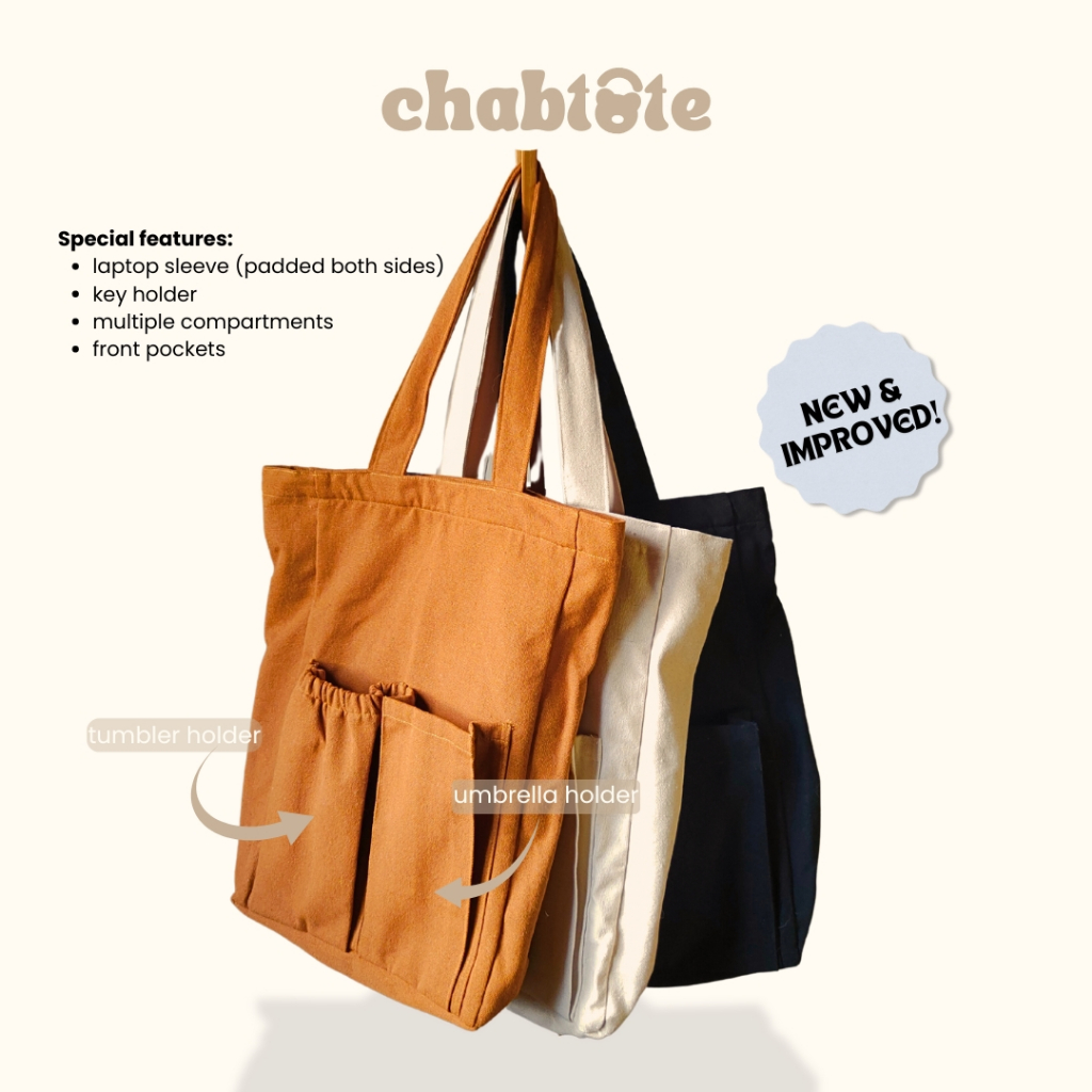 Chab Tall Canvas Laptop Tote Bag Shopee Philippines