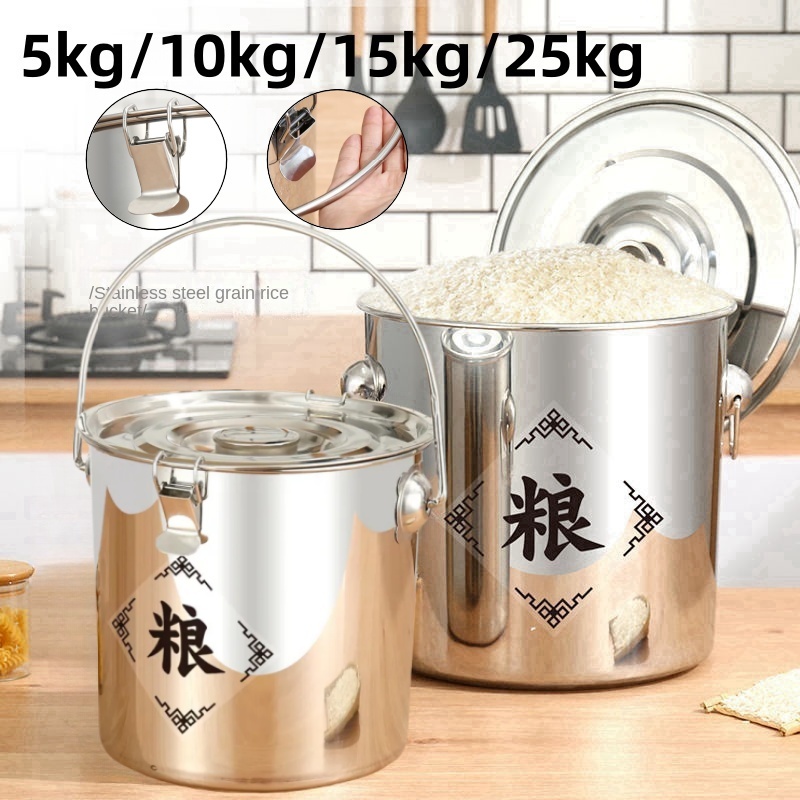 stainless rice dispenser aesthetic 25 kg /10kg/5kg capacity rice ...