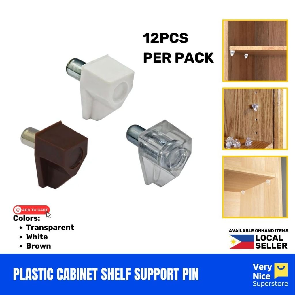 (12PCS) Plastic Cabinet Shelf Support Peg Cabinet Shelf Supports Pins ...