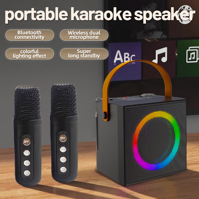 Bluetooth Dual Microphone Karaoke Speaker 3D with Dual Wireless ...