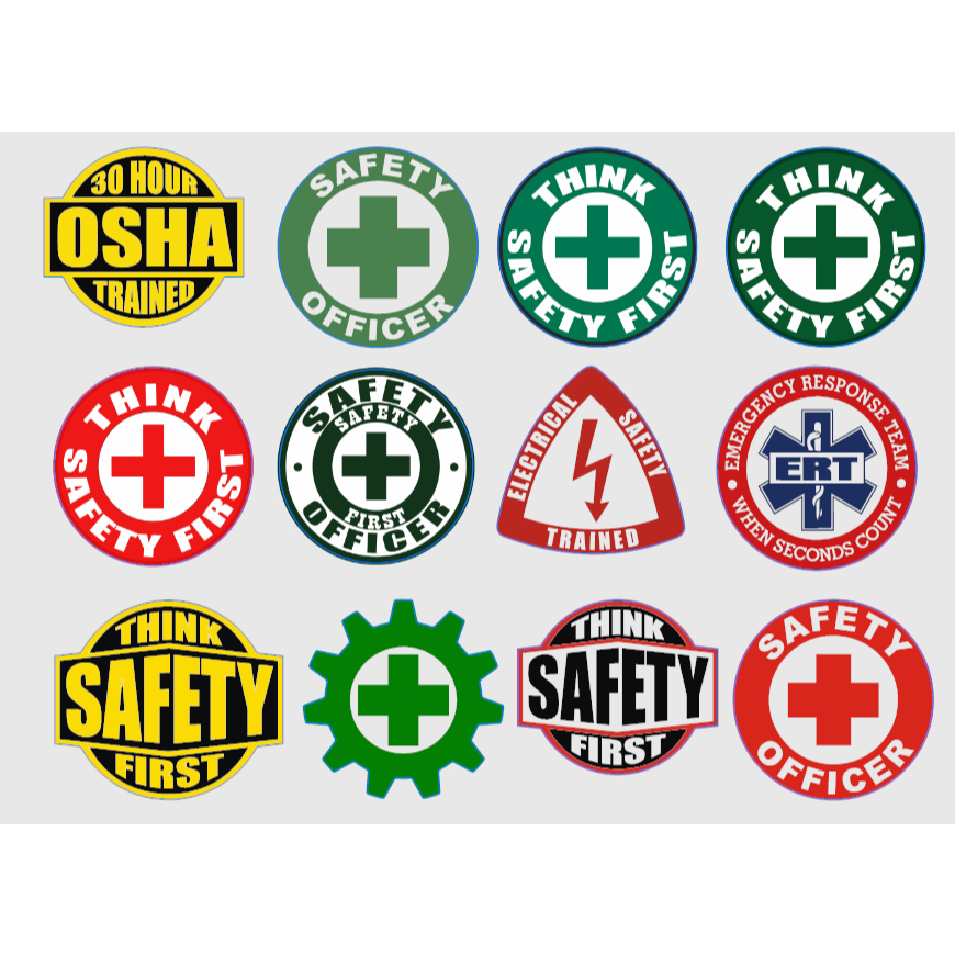 Safety Stickers/Decals for Helmet, Car, Motorcycle (Set of 12) 1.5inx1 ...
