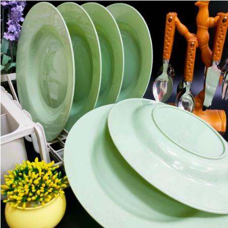 UD 6PCS 9 Inches Plastic Round Plate Reusable Dinner Plate 9