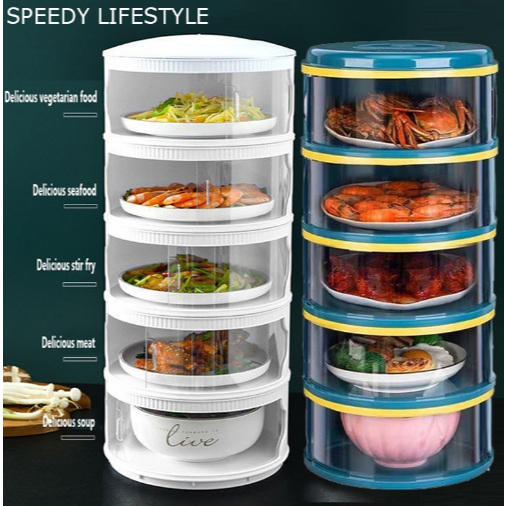 5 Layer Multi Food Storage Box Sliding Door Storage Rack - Dining Table Food Container with Lid ...