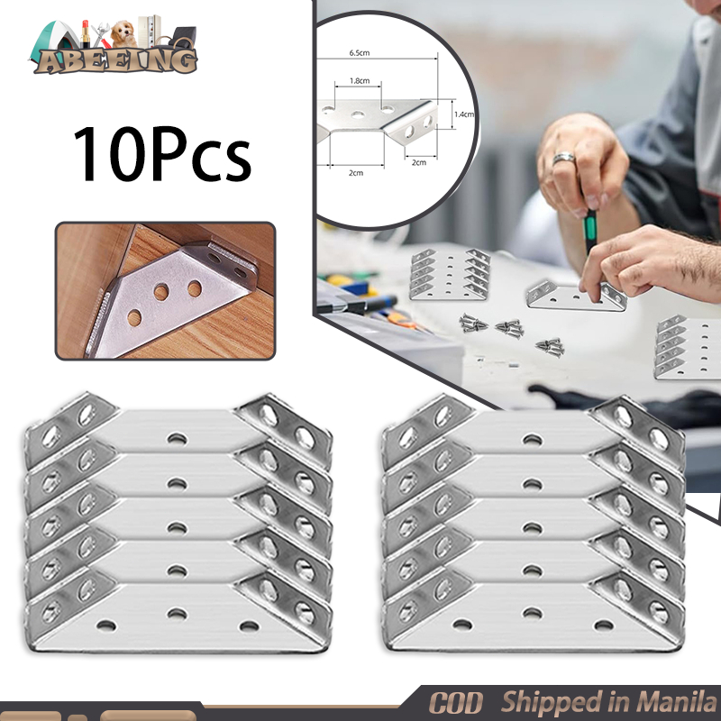 10Pcs Furniture Triangle Support Bracket Stainless Steel Trapeziform ...