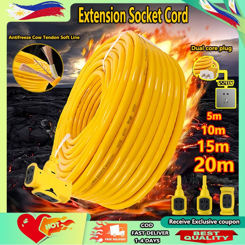 Portable extension wire home original heavy duty socket cord wire 5M ...