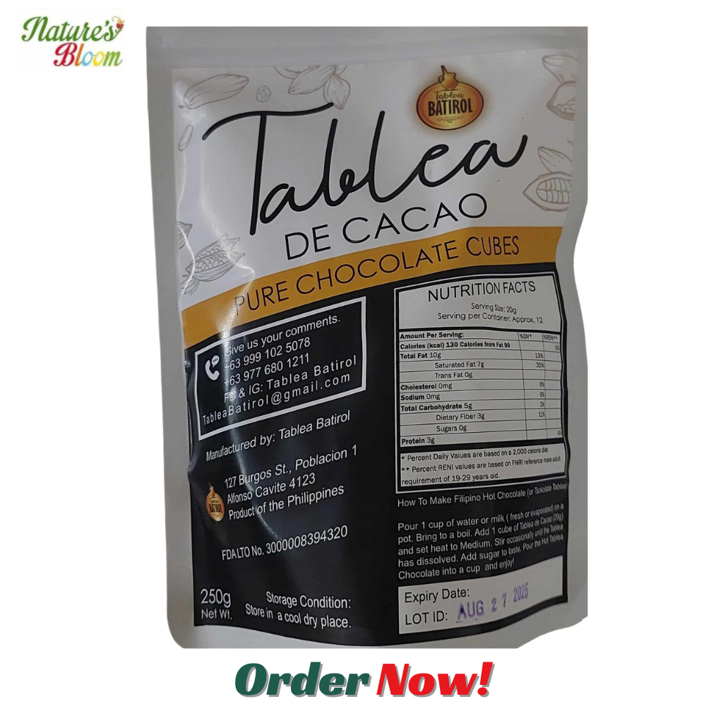 Tablea de Cacao (Pure Chocolate Cubes) 250g by Tablea Batirol | Shopee ...