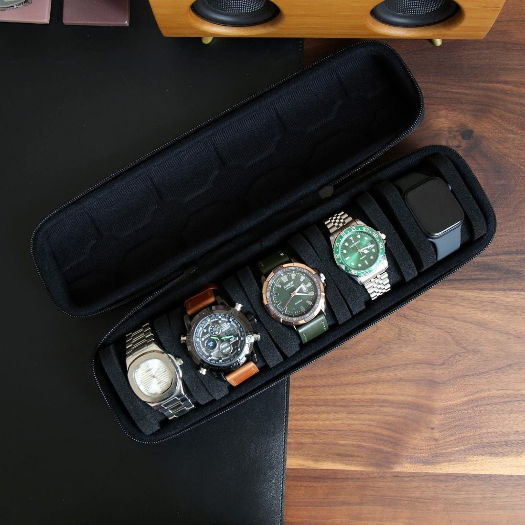 Watch display box，Watch Travel Case, Hard Watch Roll with Soft Pillow,  Portable Watch Storage Box