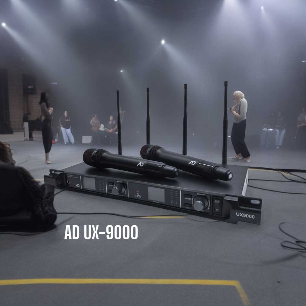 AD UX-9000 DUAL WIRELESS MICROPHONE TRUE DIVERSITY 4 ANTENNA | Shopee ...