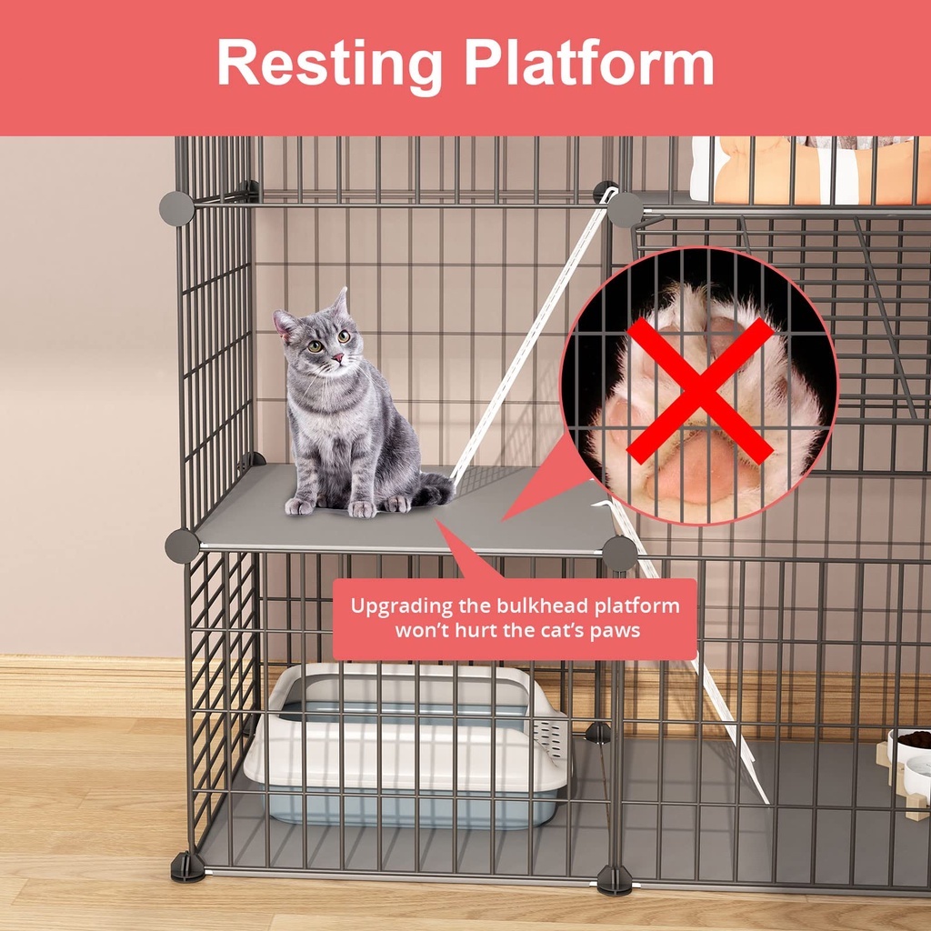 DIY Foldable 2 layers Cat Cage Stackable Cat cage Dog Cat Rabbit Cage ...