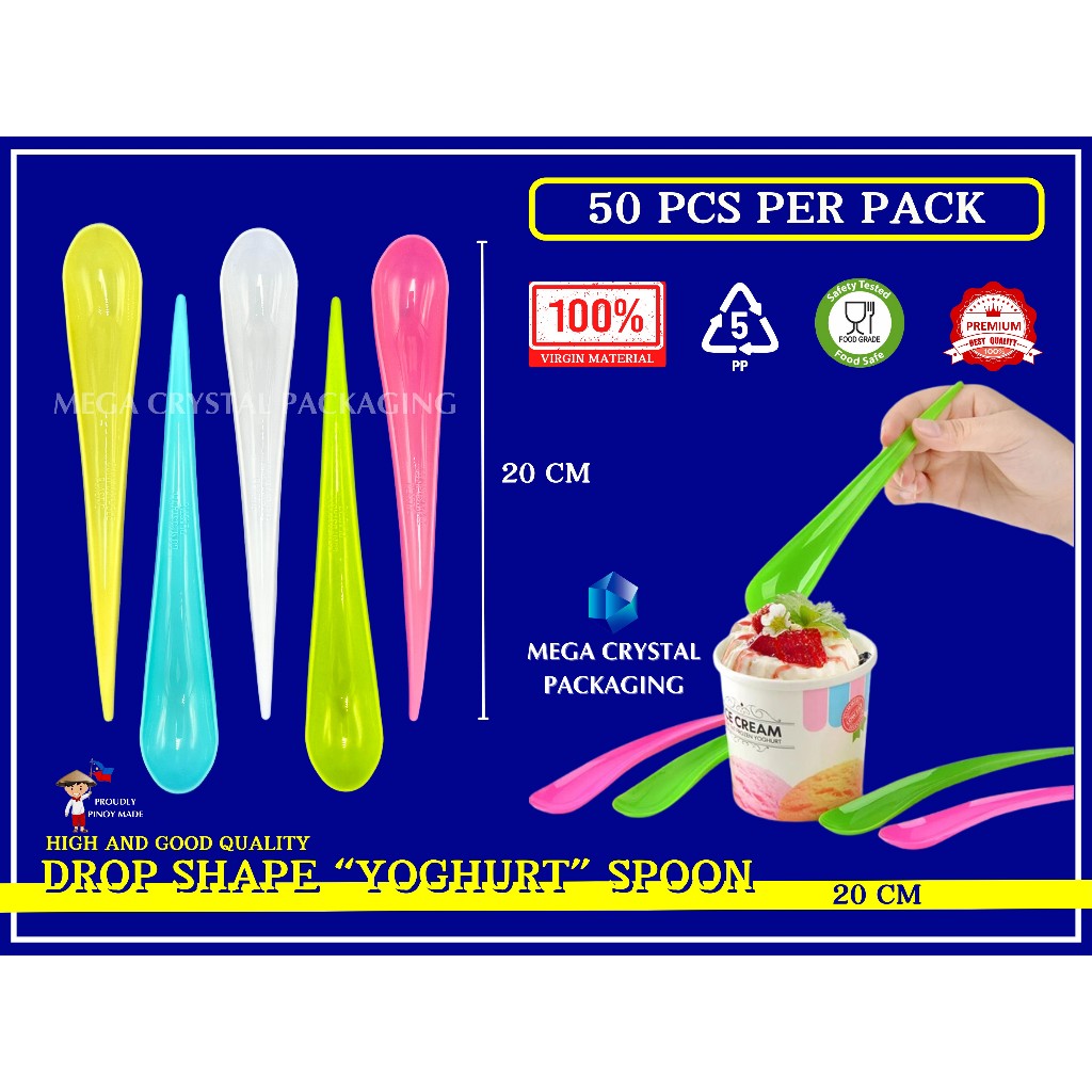 [ 40 Pcs ] Yoghurt Spoon | Drop Shape Spoon | Cake Spoon | Plastic ...