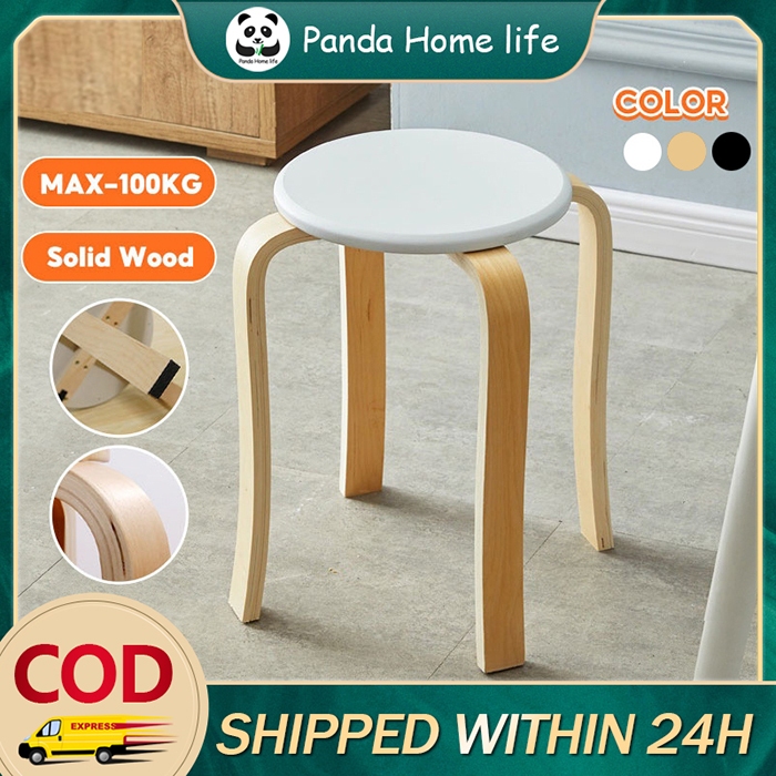 ⚡️Ready Stock⚡️ 100KG Load Bearing Solid Wood Stool Dining Stool White ...