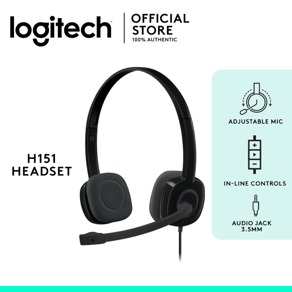 Logitech H151 Wired Headset, Stereo Headphones with Rotating Noise