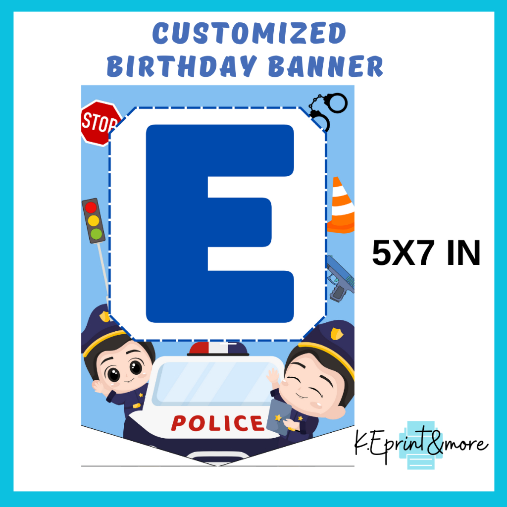 POLICE THEME CUSTOMIZED BIRTHDAY BANNER NAME (PER LETTER) | Shopee ...