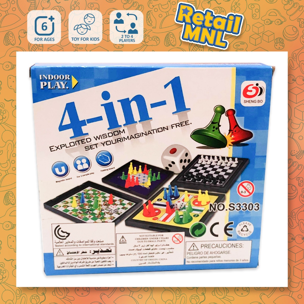 Retailmnl 4-in-1 Classic Board Games Snakes Ladders/Chess/Etc. Kids ...