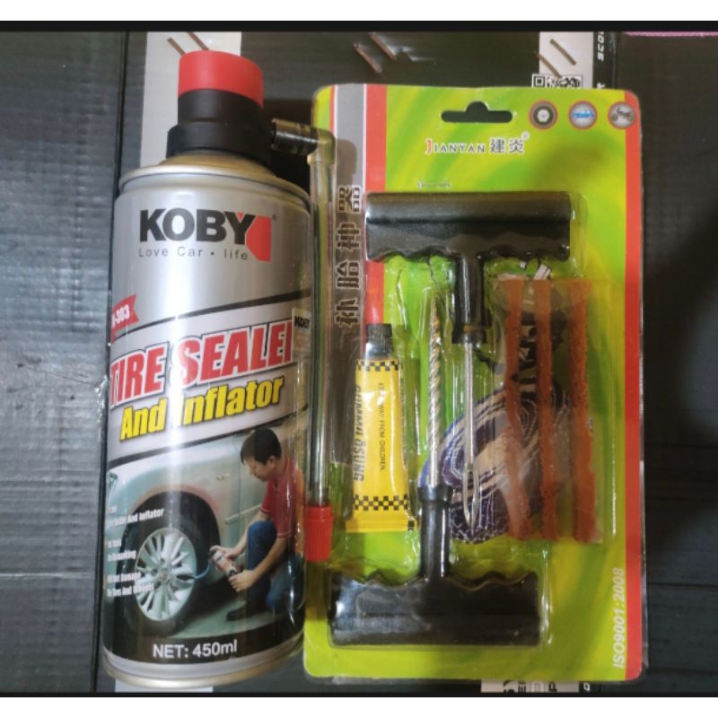 Koby Tire Sealer and inflator and Tire patch kit for tubeless tire ...