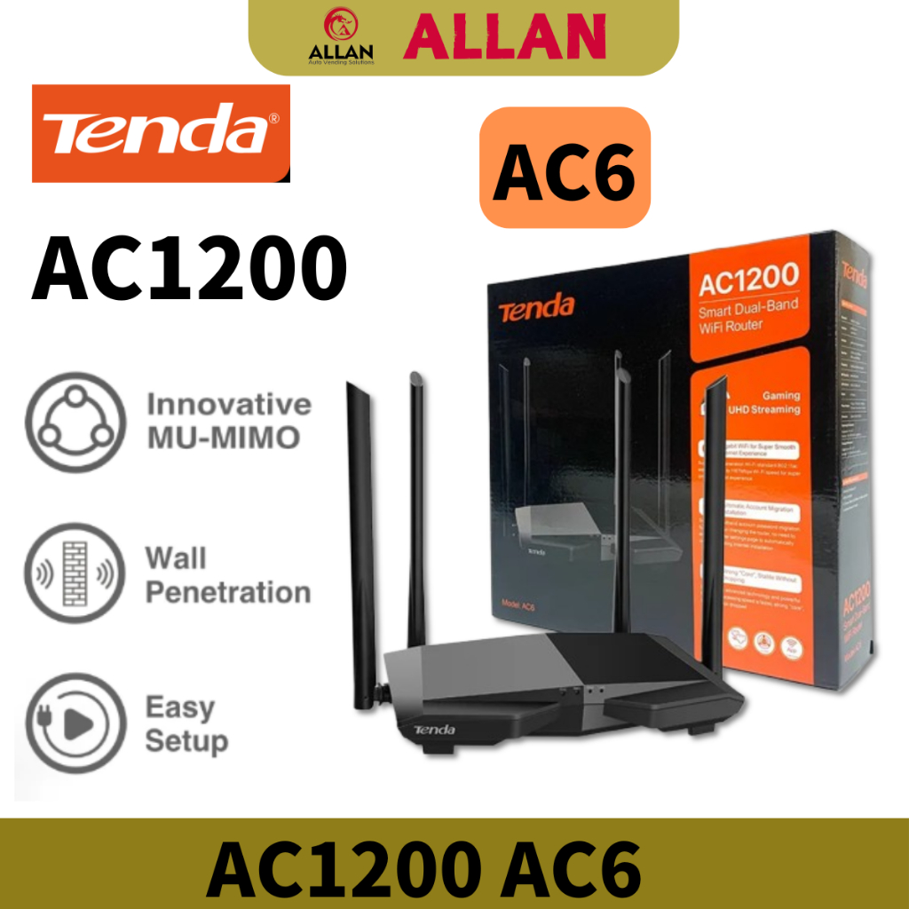 Tenda AC6 1200Mbps Dual Band Wireless Router English Version Wireless ...