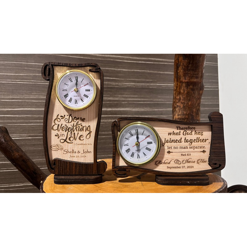 Personalize Wooden Table Clock Scroll design | Shopee Philippines