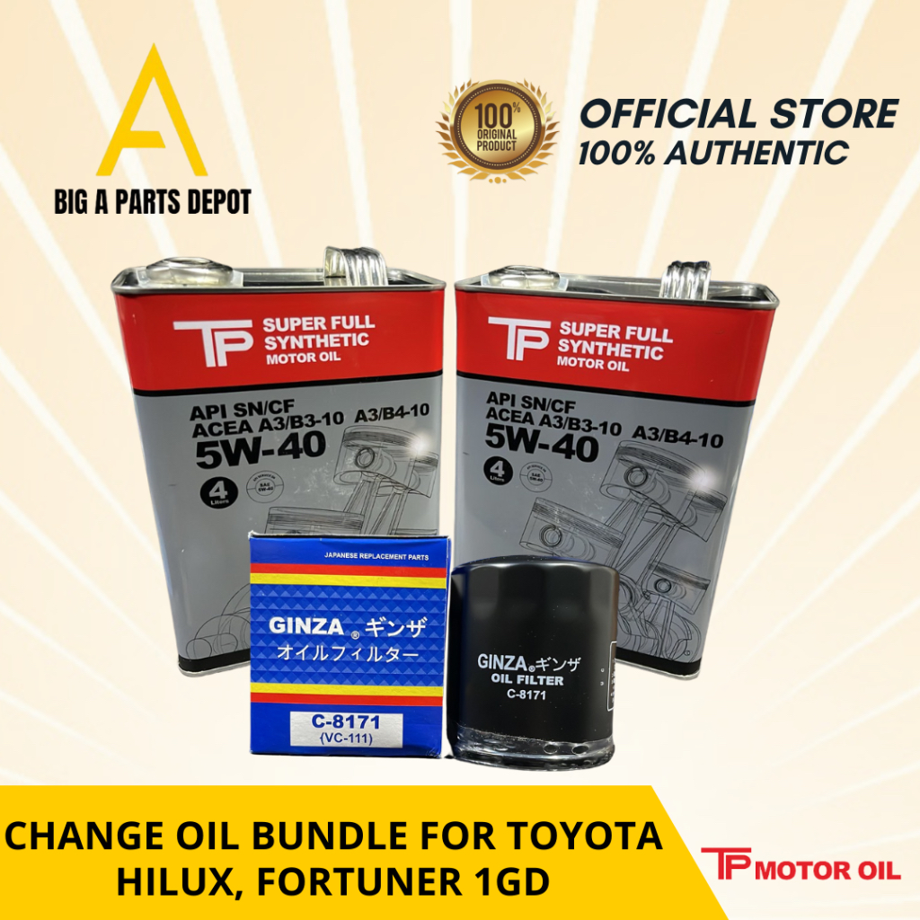 TP - TP 5w-40 Fully Synthetic Motor Oil Change Oil Bundle for Toyota ...