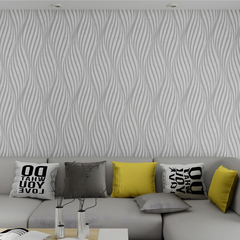 Supermax Wallpaper silver Lines Elegant Design PVC Self adhesive