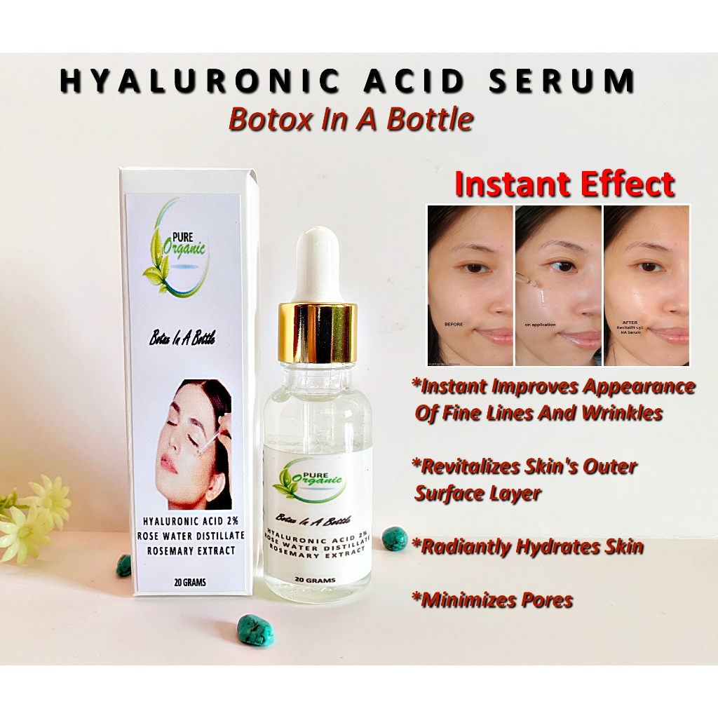 Hyaluronic Acid Botox In A Bottle Serum by Pure Organic Anti Aging Skin ...