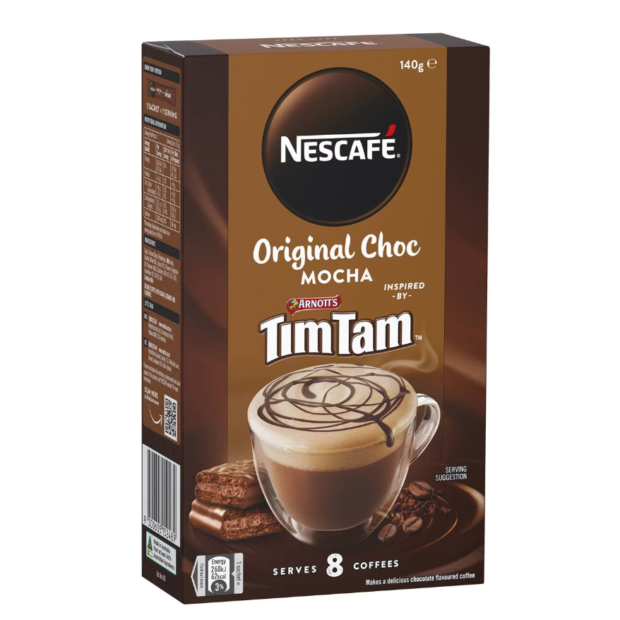 Nescafe Tim Tam Coffee Sachets 8 Pack (Original , Caramel, Dark Choco