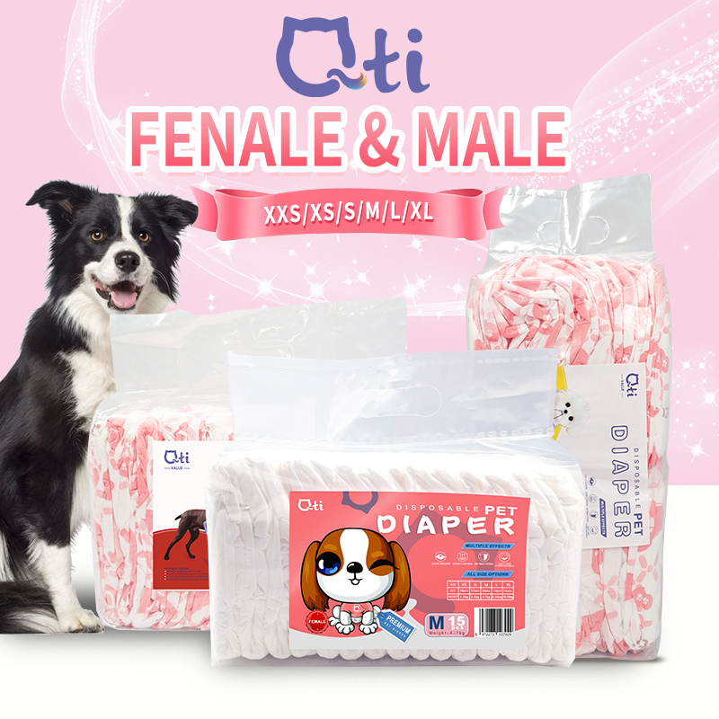 Qti Pet Dog Diaper Female 32pcs/pack Dogs&Cats Diaper Puppy Kitten