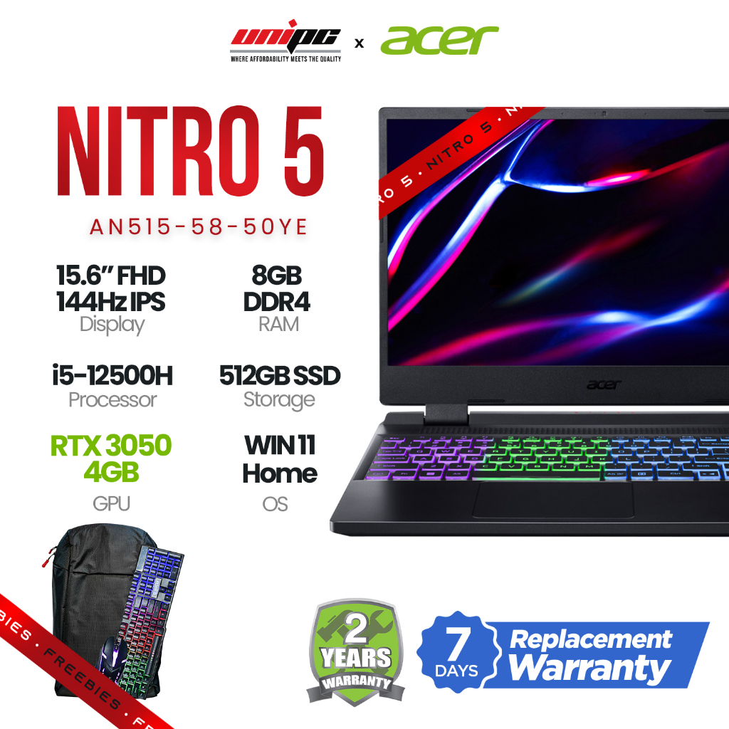 Acer Nitro 5 AN515-58-50YE Gaming Laptop, 12th Gen Core i5 w/ GeForce ...