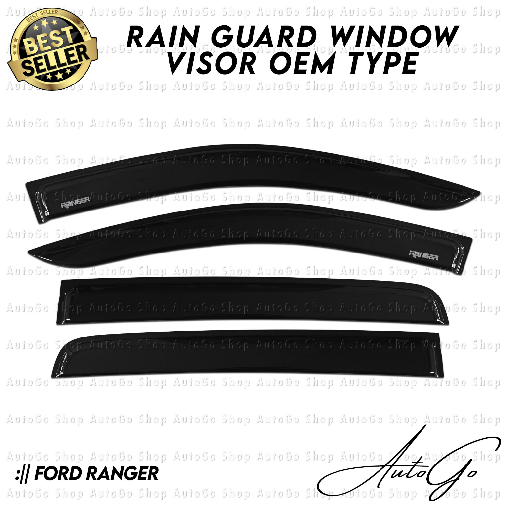 Ford Ranger 2012-2023 OEM Type Rain Guard Window Visor (3rd Design ...