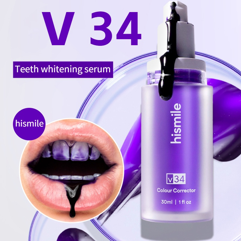 V34 TOOTHPASTE HiSmile Teeth Whitening V34 Colour Corrector, Toothpaste Sensitive Teeth Purple