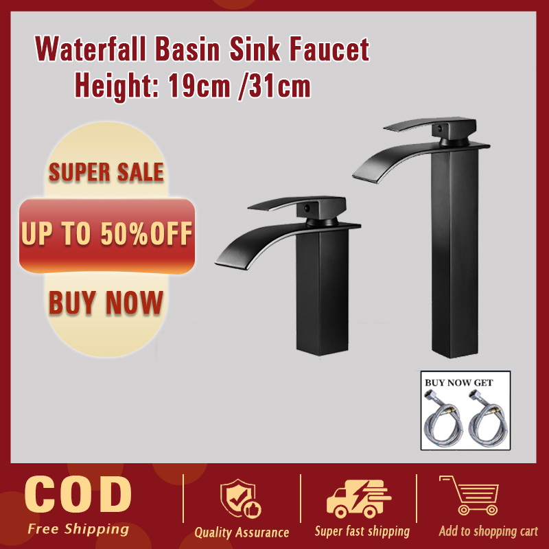 Bathroom Waterfall Basin Sink Faucet Black Faucets Brass Bath Faucet
