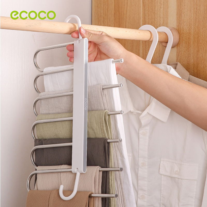 Ecoco Pants hanger Folding expansion multifunction multilayer wardrobe ...
