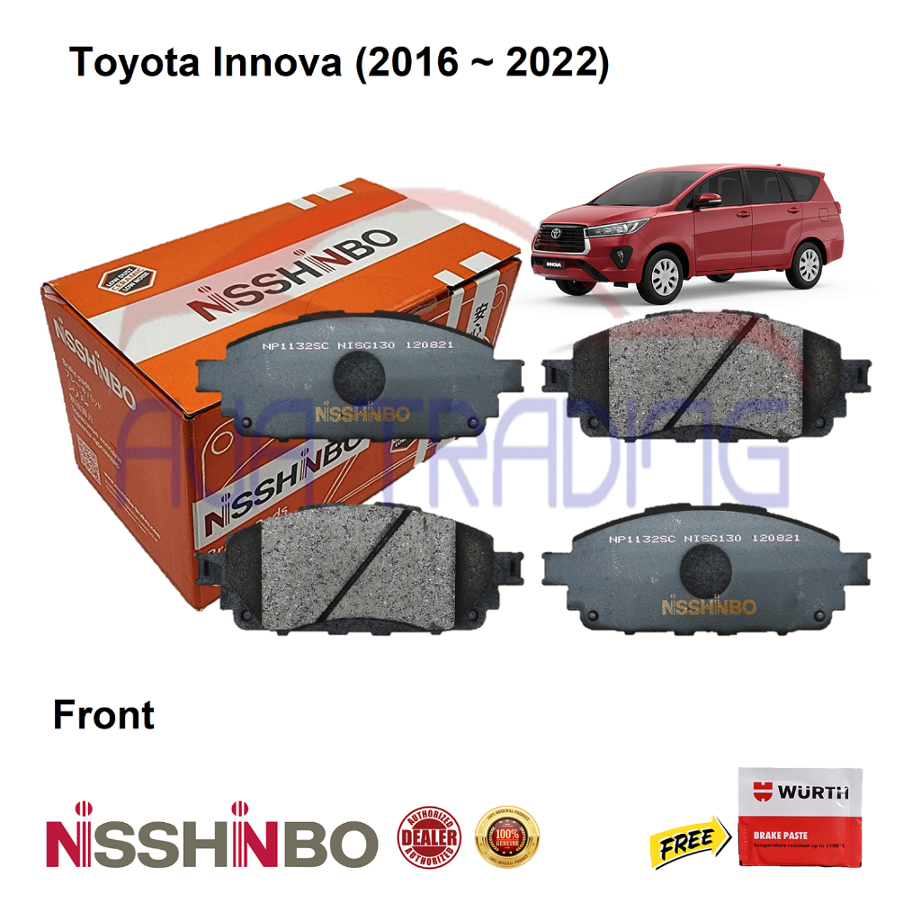 Genuine Nisshinbo Front Brake Pads with CLIPS for Toyota Innova (2016 ...