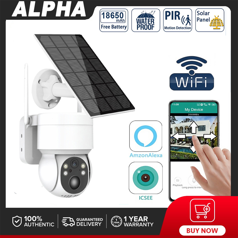 ALPHA 4MP Solar Powered 360 Degree CCTV Camera Wireless Outdoor Night ...