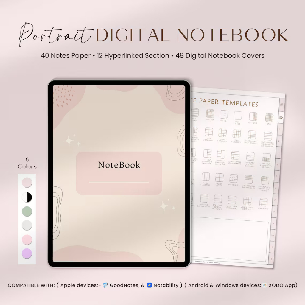Digital Notebook for GoodNotes & Notetaking Apps Digital Notebook