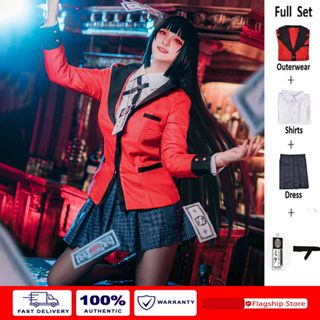 Anime Kakegurui Jabami Yumeko Cosplay Costume Japanese Red Full