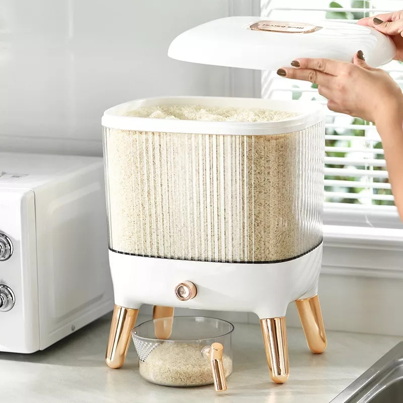 Rice dispenser insect-proof fashion press rice bucket with measuring ...