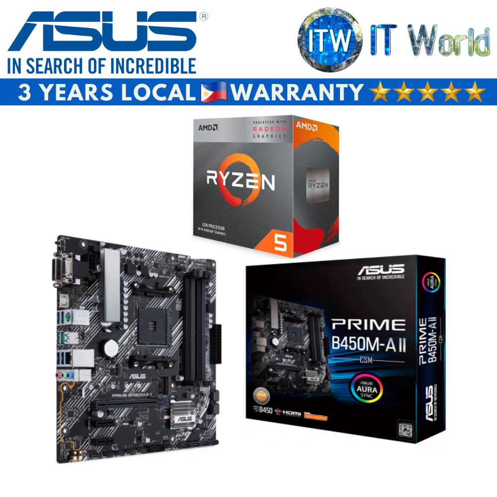 Itw Amd Ryzen 5 4600g Desktop Processor With Asus Prime B450m A Iicsm Motherboard Bundle 0680