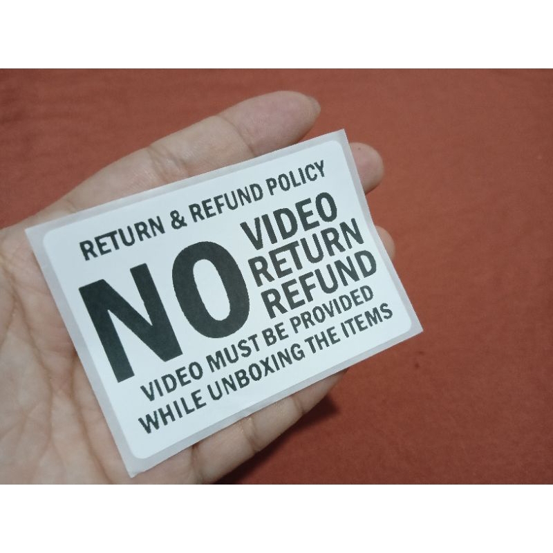 High quality no video no return no refund sticker shopee philippines