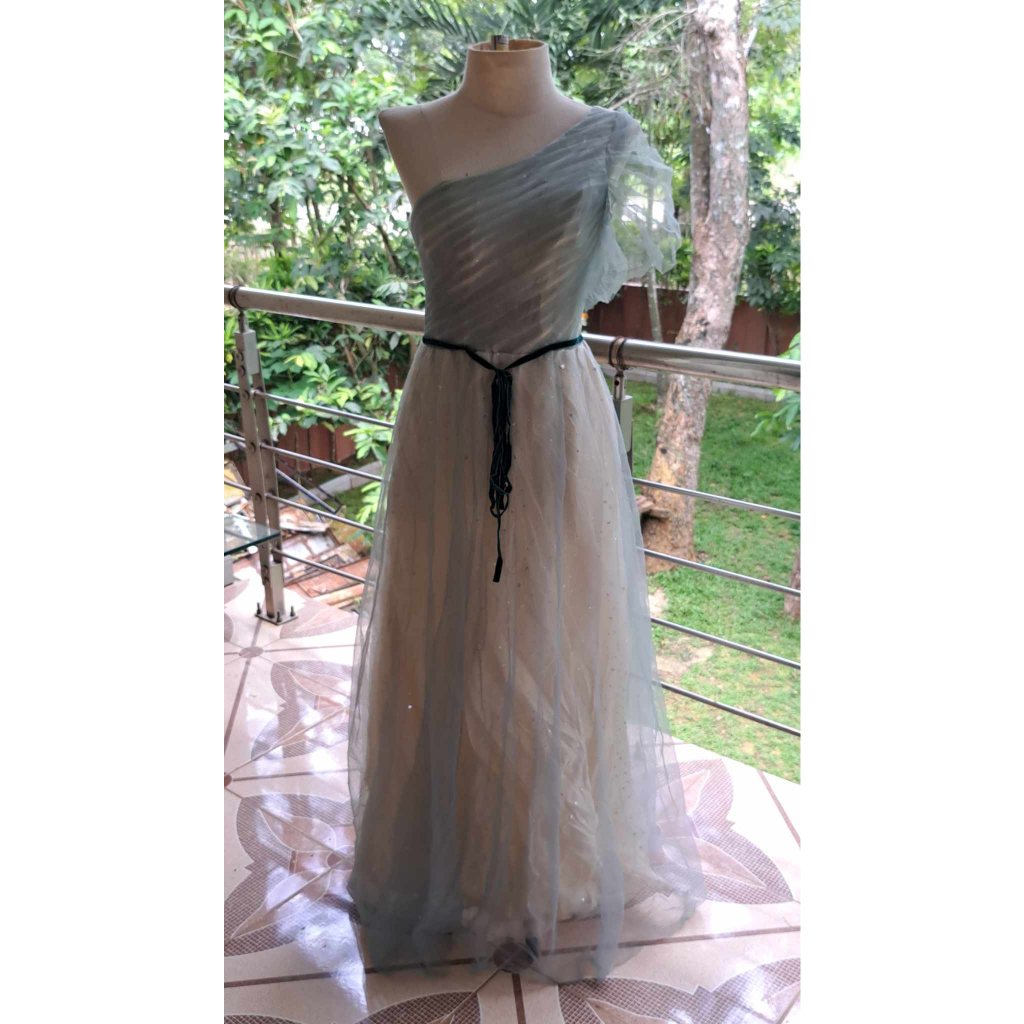 One Shoulder Teal Green Bridesmaid Infinity Dress Maid of Honor Gown — free download