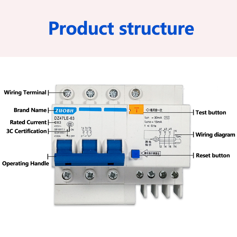 230V 2P 32A Residual Current Circuit Breaker MCB 30mA Overload Short ...