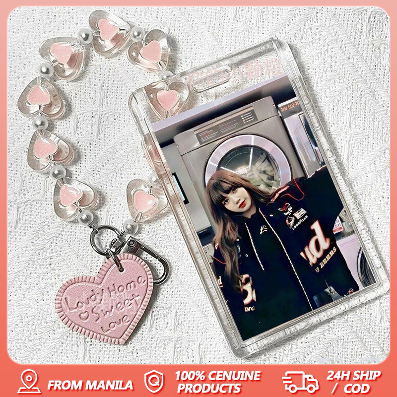 Step Kpop Clear Acrylic Photo Card Holder Key Chain 3 inch Cute Idol Photo Card Display Holder