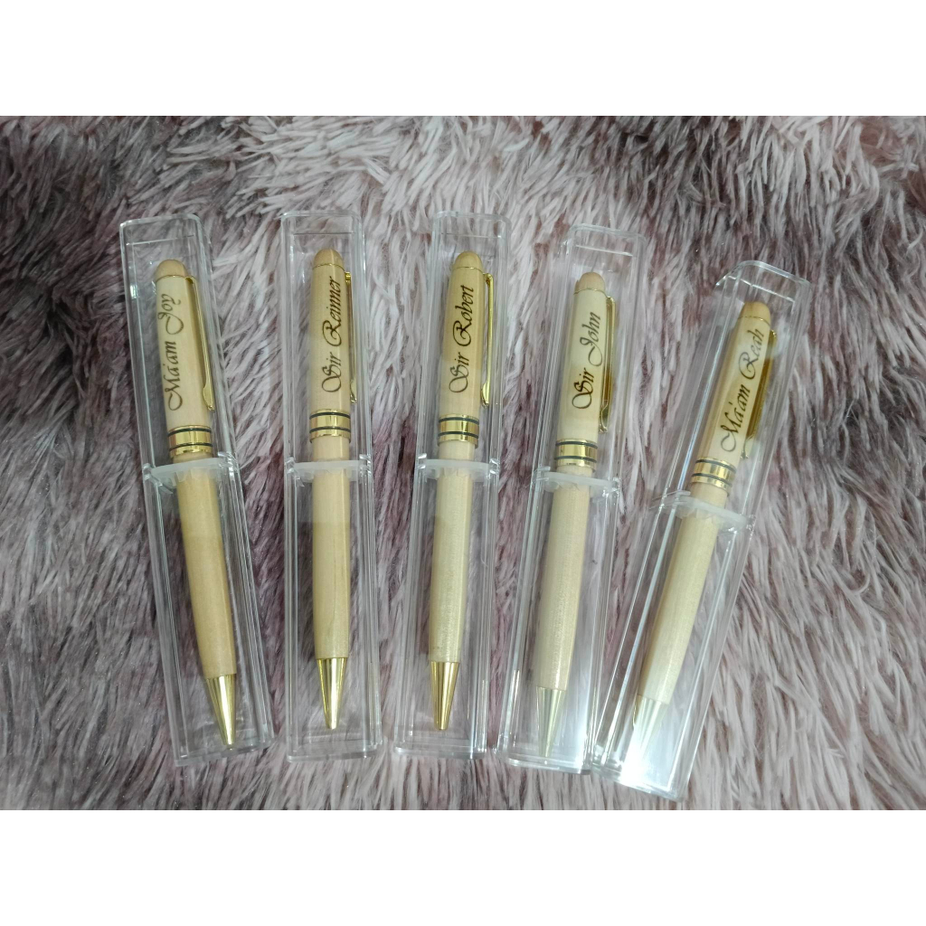 Personalized Laser Engraved Wood Pen - 25pcs | Shopee Philippines