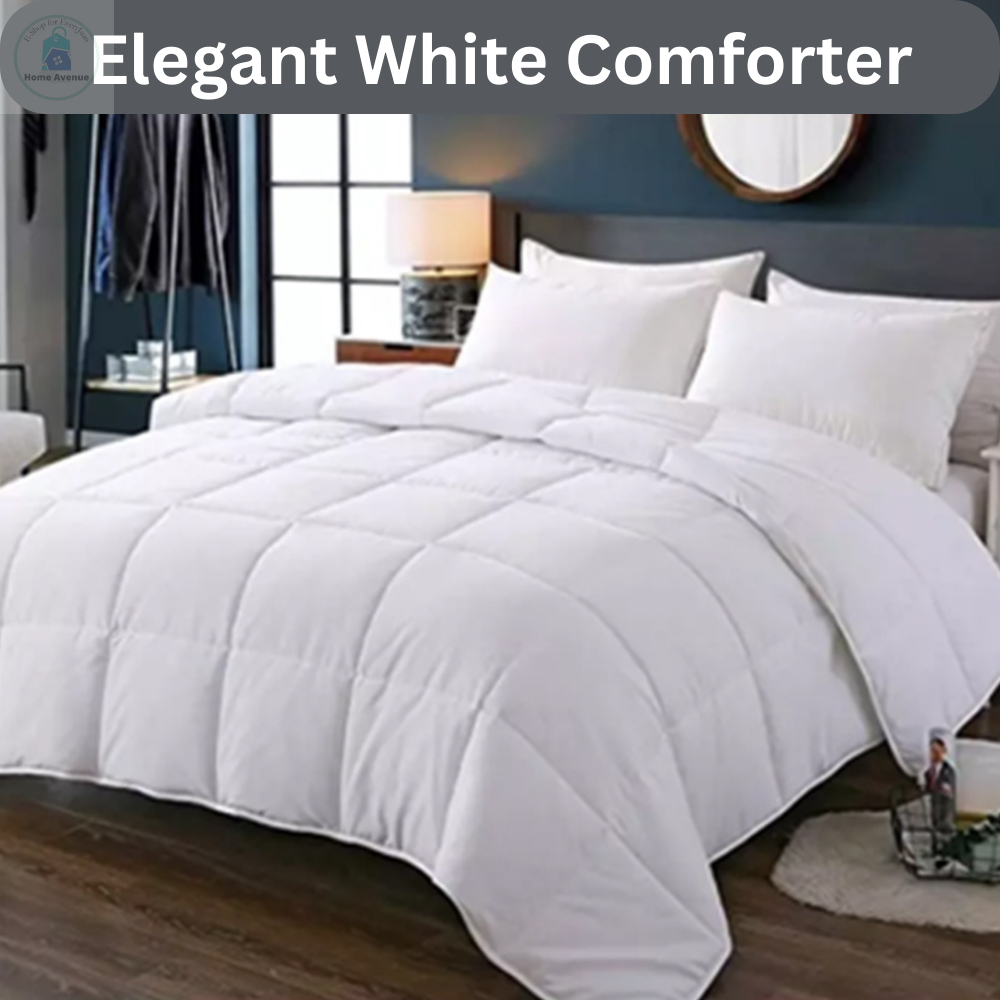 DM Elegant Plain White Comforter/ Filler Alternative Bed Comforter